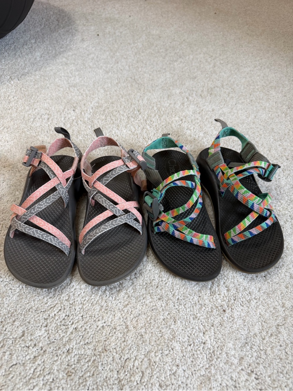 Bundle - Kids Chaco pink/gray (size 1) & multicolor (size 2)